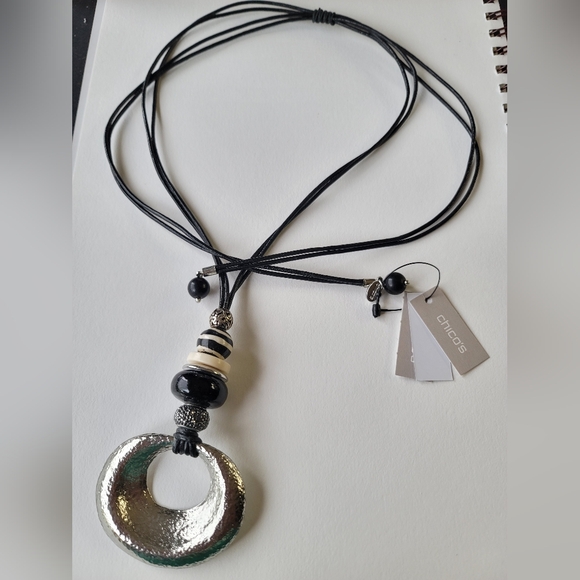 Chico's Jewelry - Chico's New With Tags, Hammered Silvertone Pendant Necklace -NWT